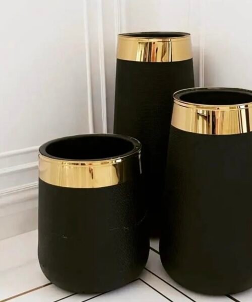 Fiber black gold planter (32inches)