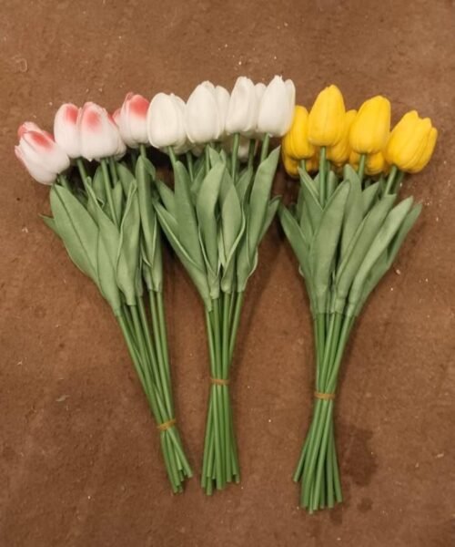 Artificial Tulip Flower Bunch – Set of 3 Colors